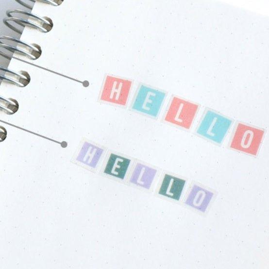 Korean Stationery Merry Morning Colorful Square Translucent Handbook Stickers Decorative Stickers Letters Numbers - CHL-STORE 