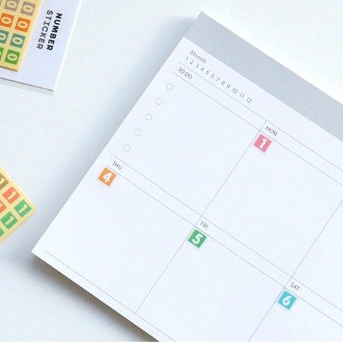 Korean Stationery Merry Morning Colorful Square Translucent Handbook Stickers Decorative Stickers Letters Numbers - CHL-STORE 