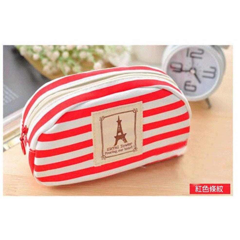 Korean Style Creative Student Navy Fashion Stripe Multifunctional Large Storage Canvas Pencil Case Stationery Bag NP-H7TAF-158 - CHL-STORE 