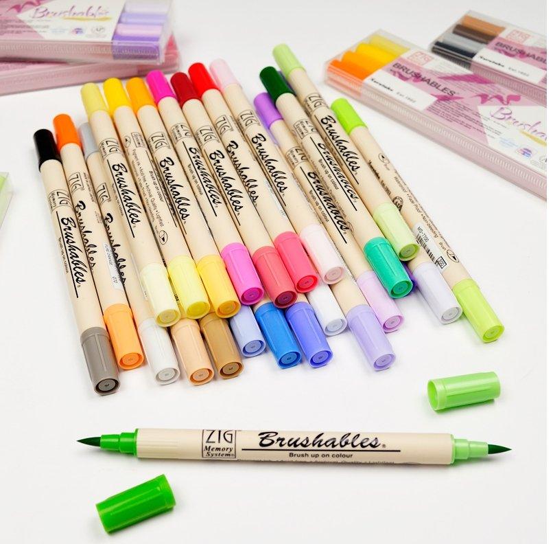 Kuretake water-based double-head marker six-color group marker bright color group pastel color group - CHL-STORE 
