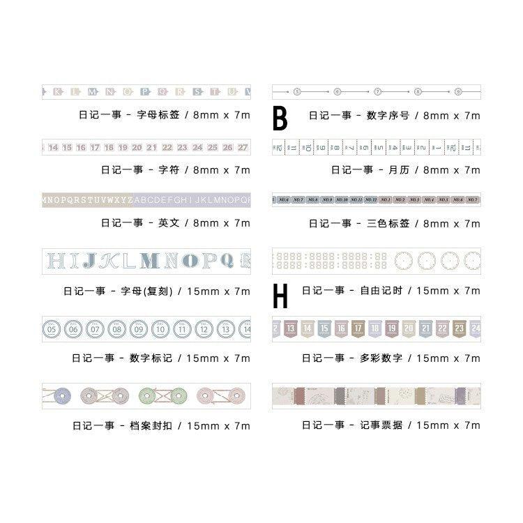 Letters Lovers Diary Series Numbers Alphabets Calendar Morandi Colors Decoration Washi Tape Paper Tape NP-H7TGI-032 - CHL-STORE 