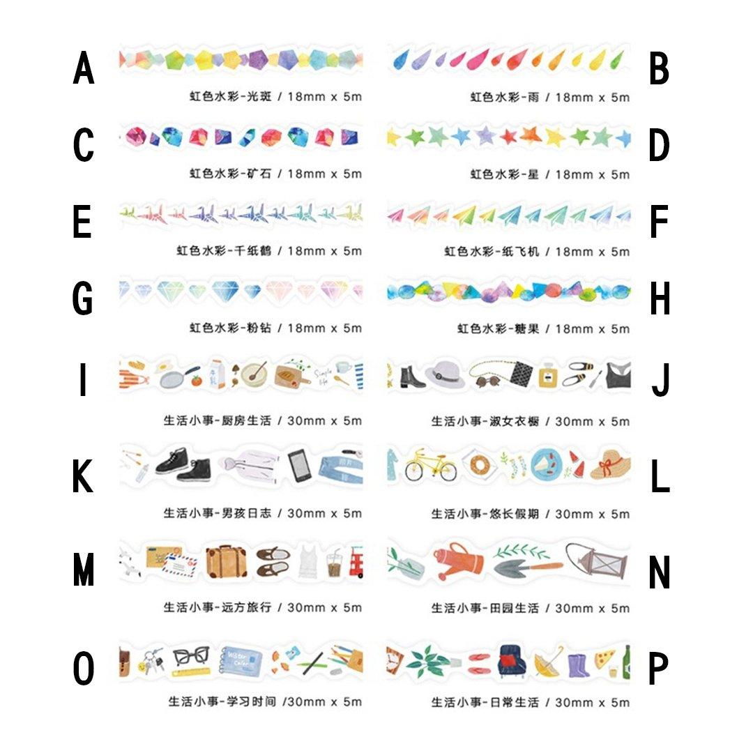 Lovers of Letters Washi Tape Masking Tape Rainbow Watercolor Hand-painted Paper Tape Decoration Hand Book Paper Tape NP-H7TAY-0324 - CHL-STORE 
