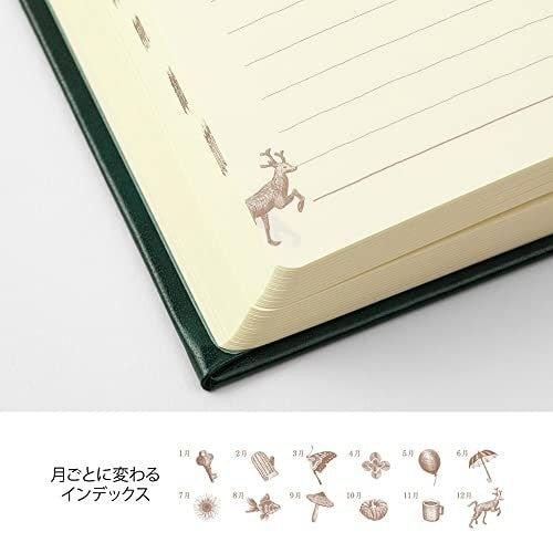 MIDORI 12896006 3 years continuous use 5 years continuous use Door series Recycled leather diary notebook notepad life record green - CHL-STORE 