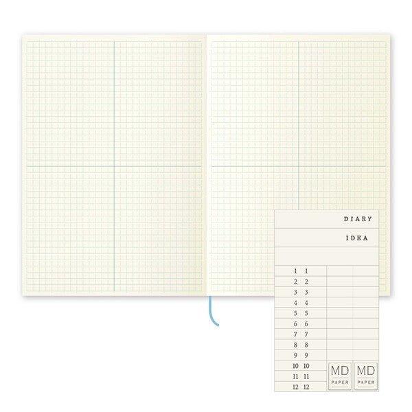MIDORI 1525 MD Notebook Journal A5 Notepad Life Record Green Frame Square Eye Grid - CHL-STORE 