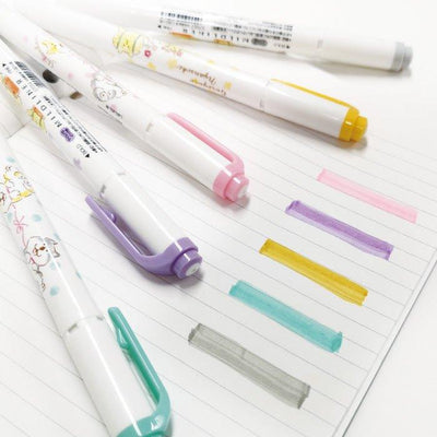 MIND WAVE x MINDLINER Shiba Inu Highlighter Marker Double-ended Highlighter Pink Purple Yellow Green Grey - CHL-STORE 