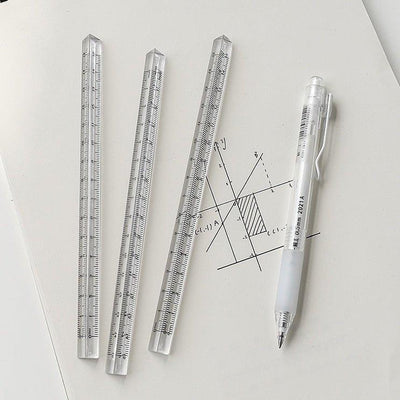 Muji Style transparent multi-function triangle ruler three-edged cube ruler transparent cube ruler 15cm NP-070030 - CHL-STORE 
