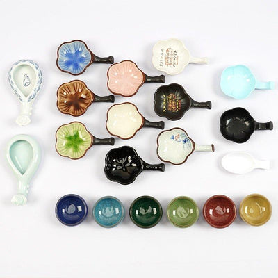 Multifunctional Ceramic Ink Butterfly Orchid Pavilion Preface Glazed Ice Crack Pipa Shape Water Spy Ink Dishe Pen Holder NP-090034 - CHL-STORE 