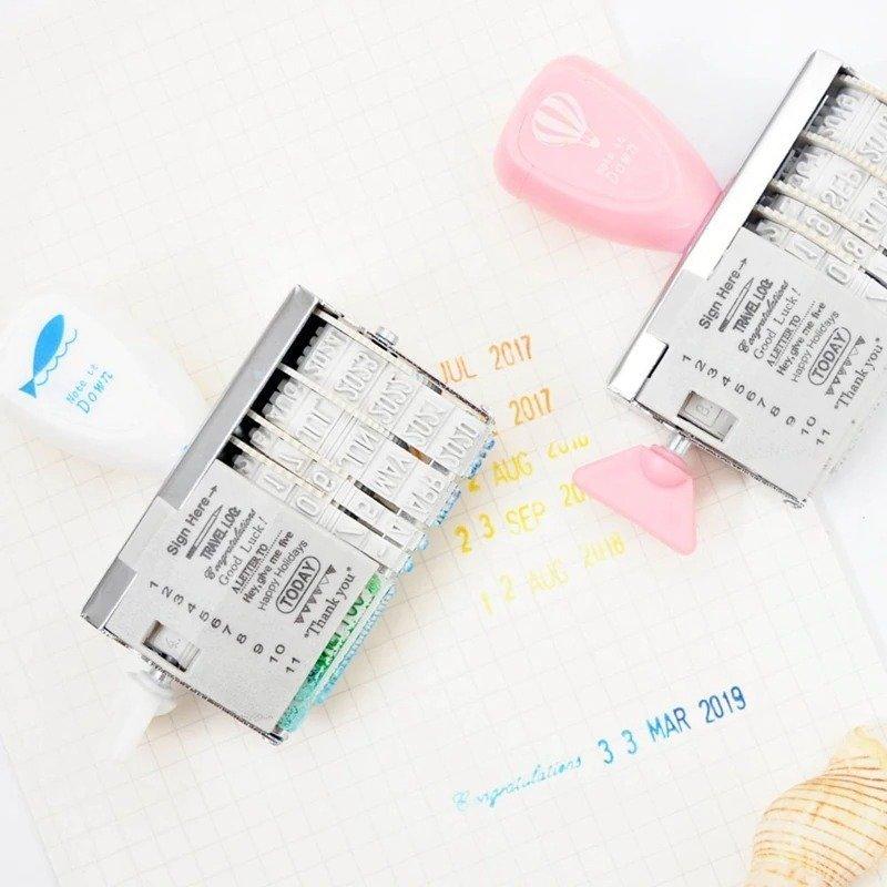 Nausicaa Text Roller Date Stamp Year Month Day English Pink White NP-H7TIY-901 - CHL-STORE 