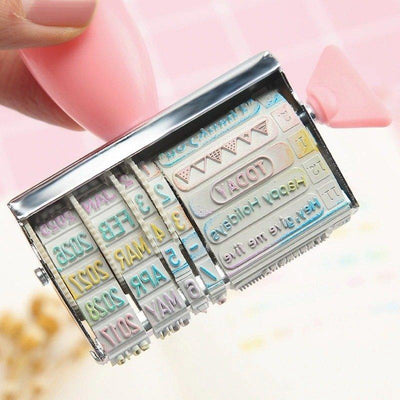 Nausicaa Text Roller Date Stamp Year Month Day English Pink White NP-H7TIY-901 - CHL-STORE 