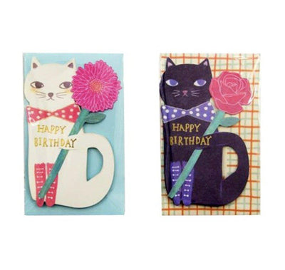 Original cute cat presents flowers bronzing three-dimensional birthday greeting card NP-HXTQA-501 - CHL-STORE 