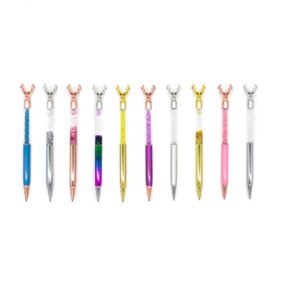 Pen Christmas Elk Sequin Quicksand Glitter Accessories Decoration Stationery Writing Metal Office School Student Office Worker NP-010020 - CHL-STORE 