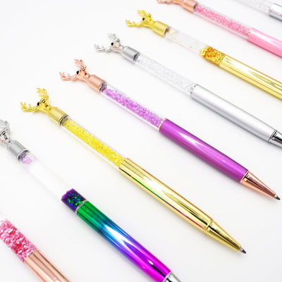 Pen Christmas Elk Sequin Quicksand Glitter Accessories Decoration Stationery Writing Metal Office School Student Office Worker NP-010020 - CHL-STORE 