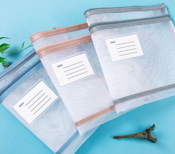 Portable Double Layer Document Mesh Bag A4 Storage Bag - CHL-STORE 
