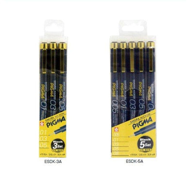 (Pre-Order) SAKURA ESDK-3A ESDK-5A Water-based Pigment Ink Micron Pigma Fine Pen Set - CHL-STORE 