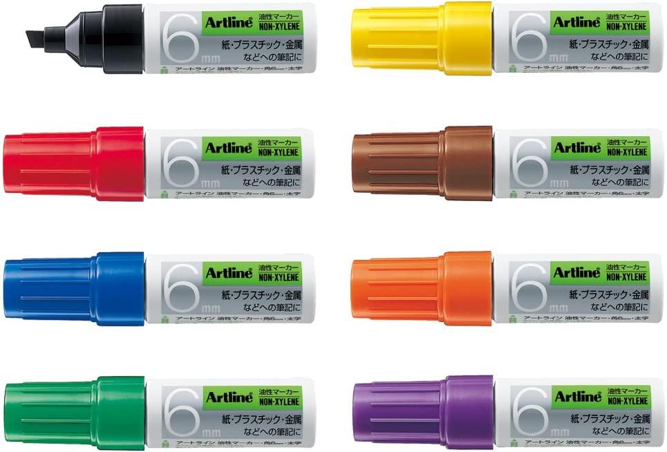 (Pre-Order) SHACHIHATA Artline 3mm 6mm Permanent Marker set Angle 6 5K-8 KR-20 - CHL-STORE 