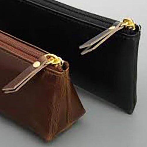 Raymay Gloire FD81 Premium Leather Pencil Case Dark Brown Triangle - CHL-STORE 