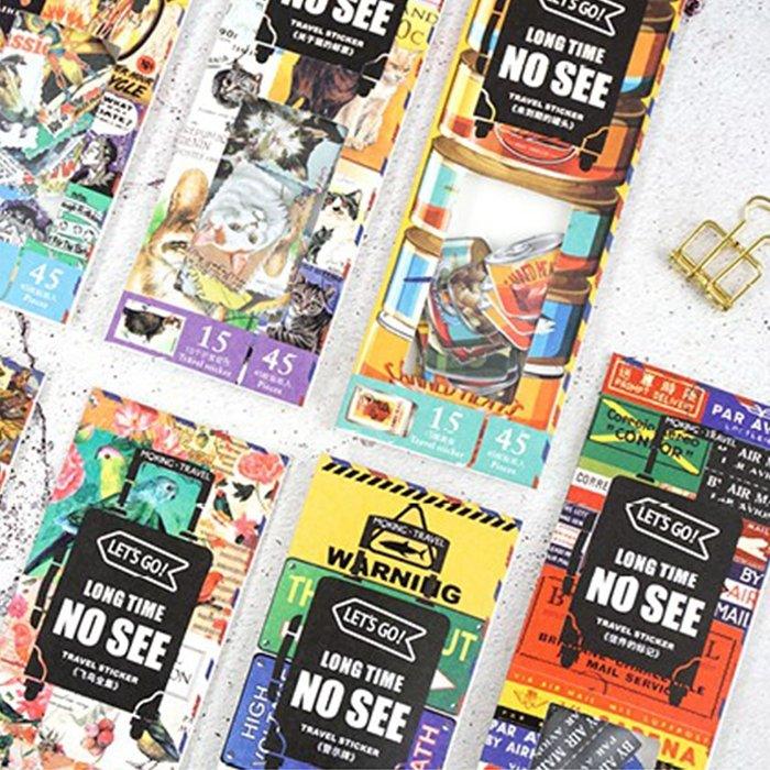 Retro Long Time No See Series American Style Retro Sticker Pack Decorative Sticker Pack Daily Sticker Pack 45 Sheets NP-HEZQI-097 - CHL-STORE 