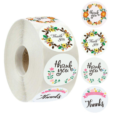 Round Floral Stickers Roll Sealing Stickers 500pcs NP-000050 - CHL-STORE 