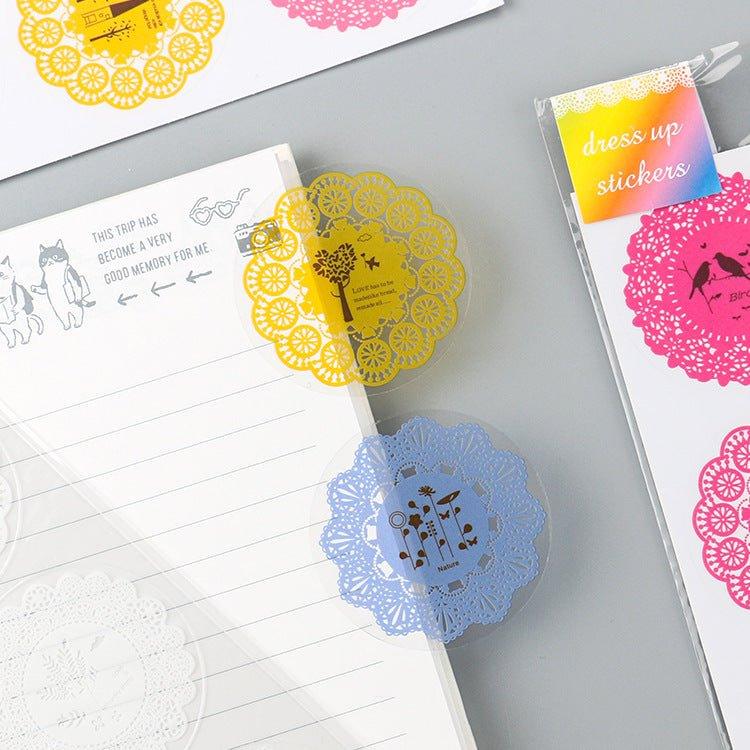 Round lace style stickers sealing stickers creative stickers cute small fresh decorative stickers 10 pieces NP-H7TAM-005 - CHL-STORE 