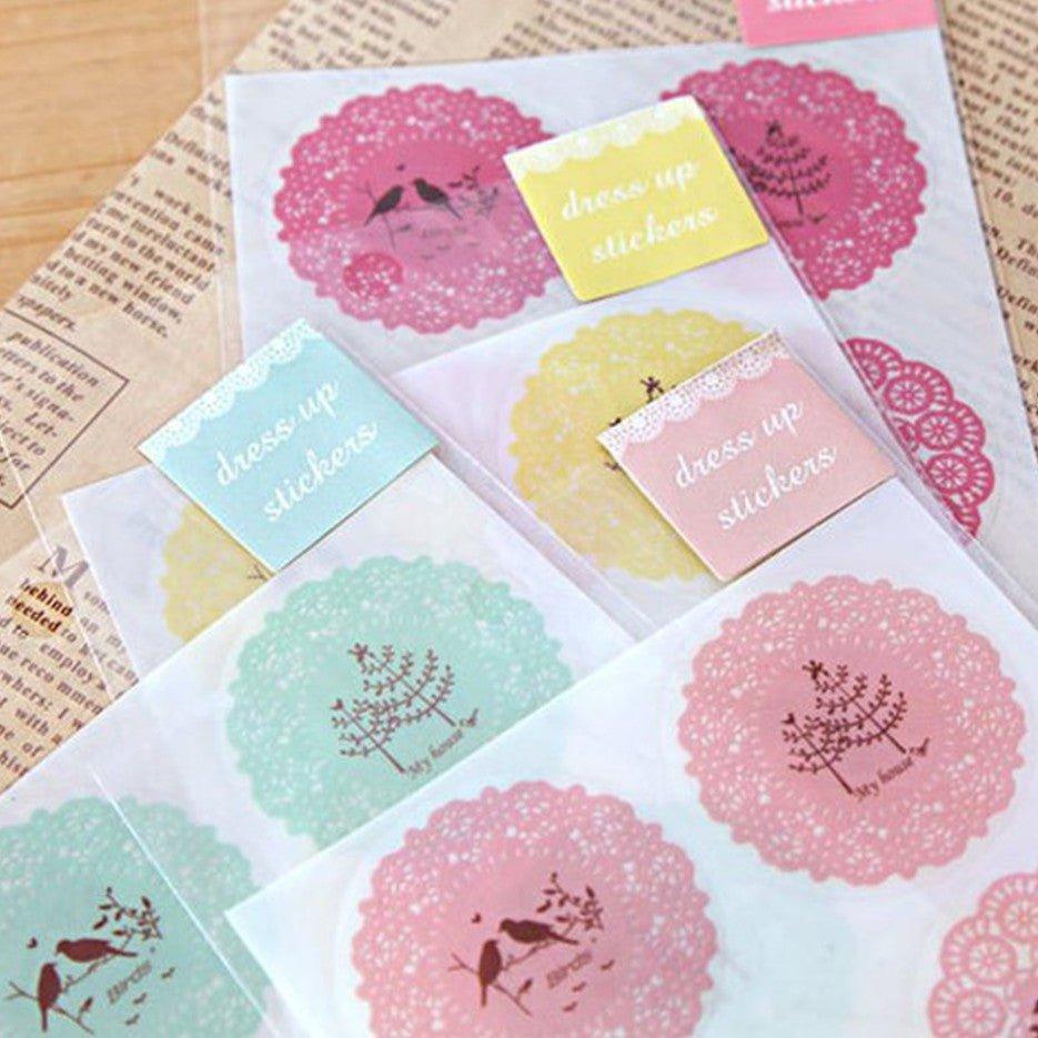 Round lace style stickers sealing stickers creative stickers cute small fresh decorative stickers 10 pieces NP-H7TAM-005 - CHL-STORE 