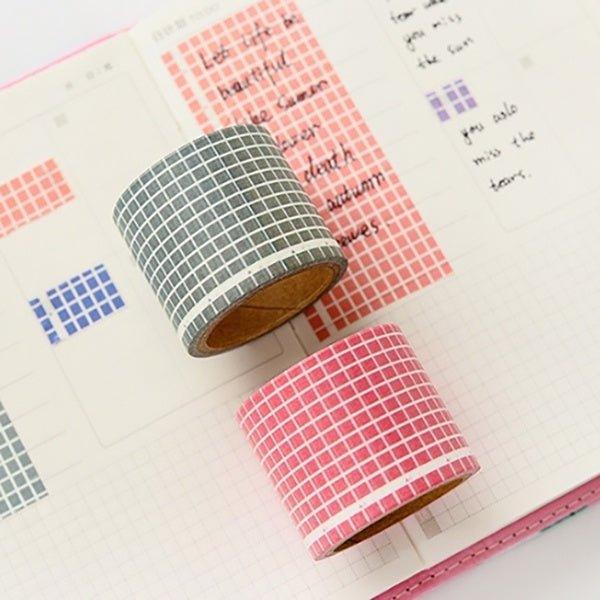 Salt wide grid washi tape Solid color square Decorative material NP-000159 - CHL-STORE 