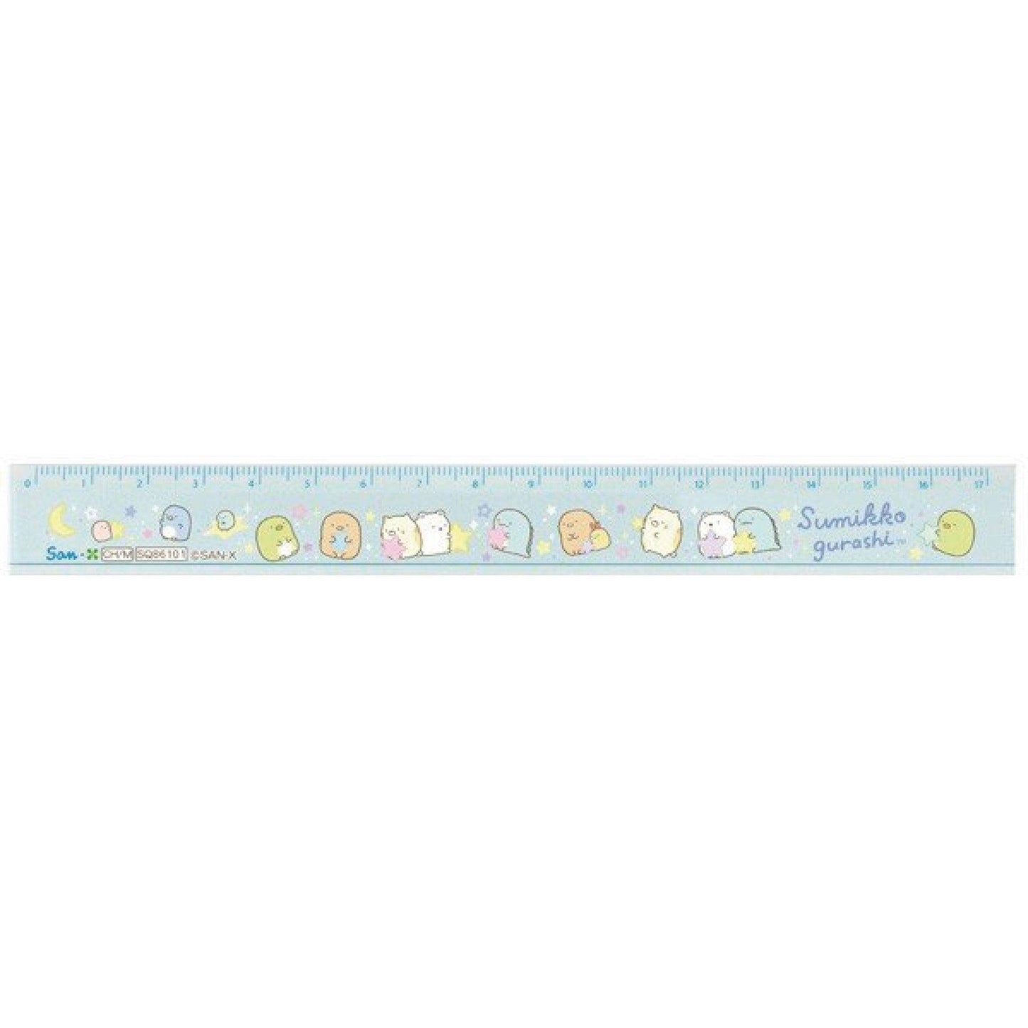 SAN-X Sumikko gurashi 17cm ruler ruler transparent Japanese joint stationery Blue - CHL-STORE 