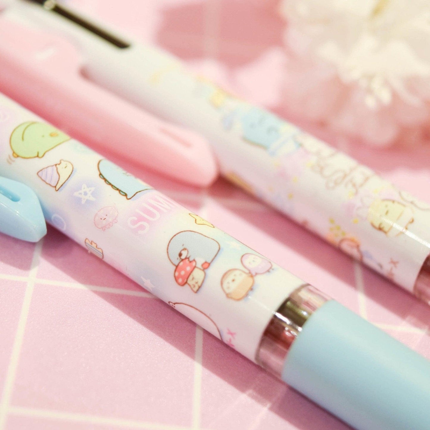 SAN-X UNI JETSTREAM PR0240 0.5MM Sumikko Gurashi 3 Color Pen Oil Pen Ball Pen Pink Blue - CHL-STORE 