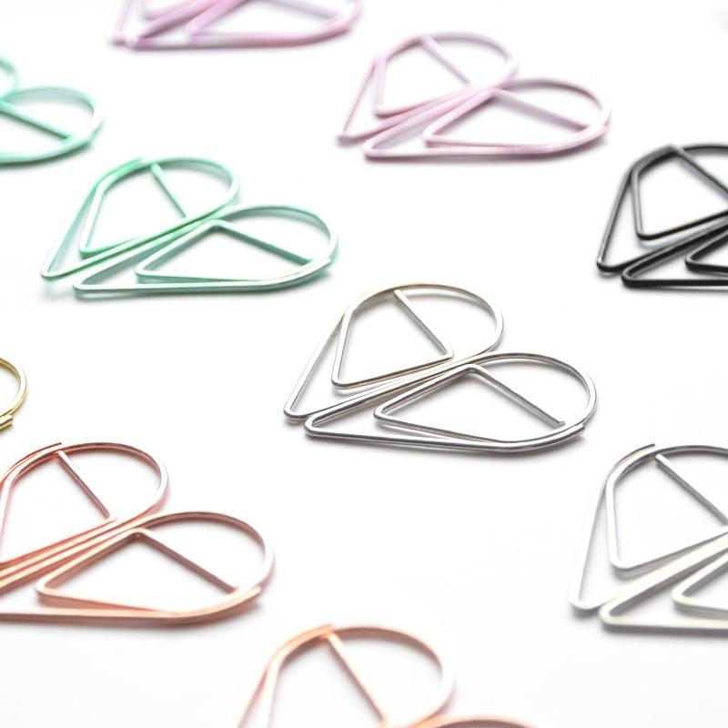Shaped water drop paper clip candy color practical metal paper clip small size 6 colors NP-H7TAY-701 - CHL-STORE 