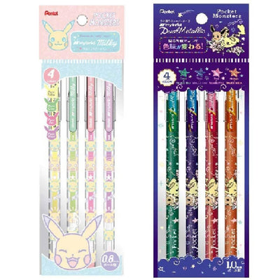 SHOWA NOTE x PENTEL NO.91472900 Milk Pen Pokemon Metallic Butterfly Pen 4-Color Set Pikachu - CHL-STORE 