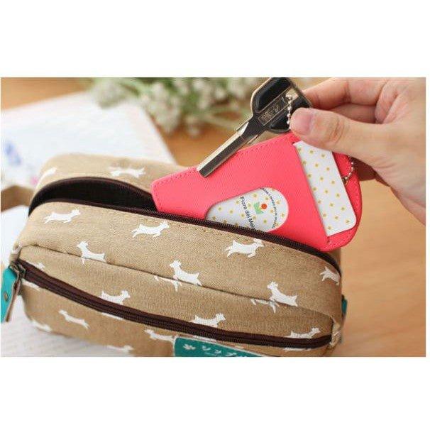 Simple Candy Color Leather Card Holder ID Holder Easy Card Holder Casual Storage Clip Key Ring NP-H7TAF-904 - CHL-STORE 