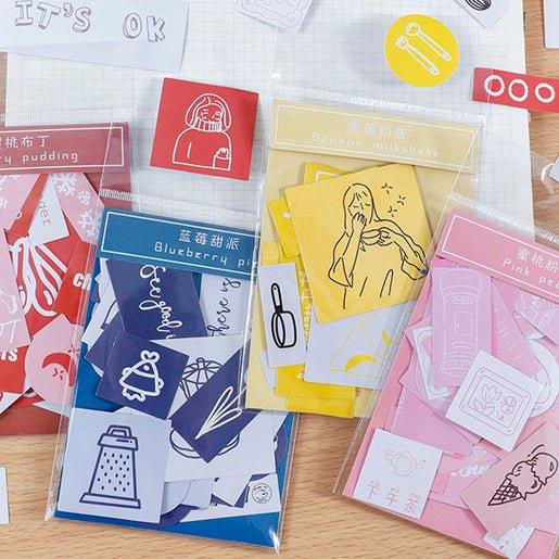 Simple washi sticker pack hand-painted line style series decorative stickers NP-000121 - CHL-STORE 