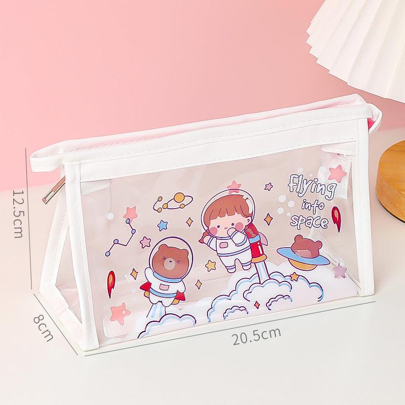 Kawaii Pencil Case 4 Colors Transparent Pencil Pouch / Cute Makeup Bag /  Large Capacity Stationery Storage / Large Multipurpose Bag 
