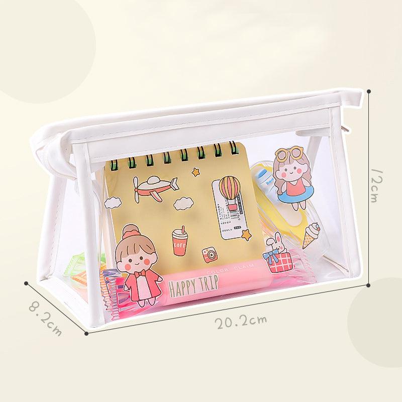 Storage Bag Cosmetics Pen Pencil Transparent Large Capacity Japanese Triangle Creative Stationery Office Student Multifunctional Youth Durable Portable NP-020038 - CHL-STORE 