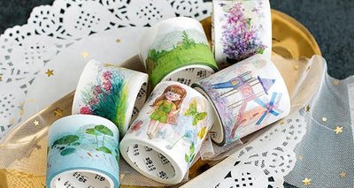 Sugar poem and paper tape, pastoral girl series, hand-painted, watercolor wide-format paper tape NP-000068 - CHL-STORE 