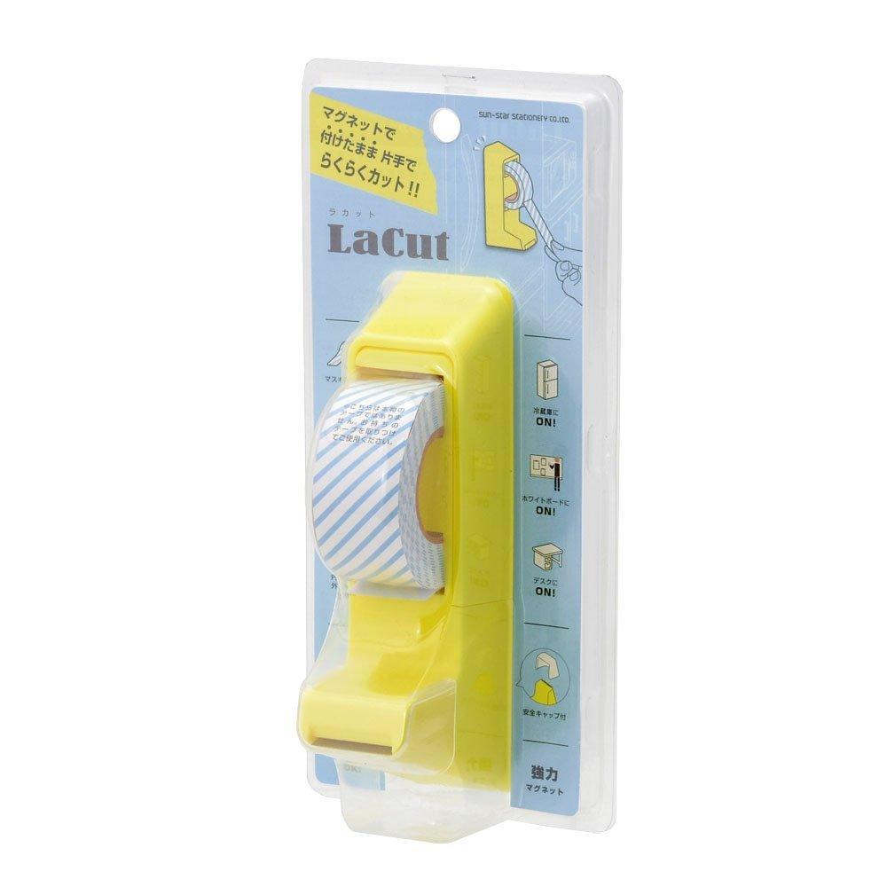 Sun-star Japanese Stationery Lacut tape dispenser Wall Mount Magnetic Type Yellow White - CHL-STORE 