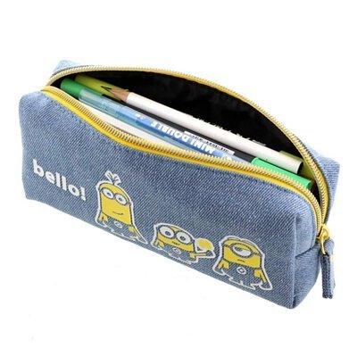 SUN-STAR Minions Pen Case Cartoon Joint Denim Pencil Case Pen Case Pencil Box Pencil Bag Light Blue - CHL-STORE 