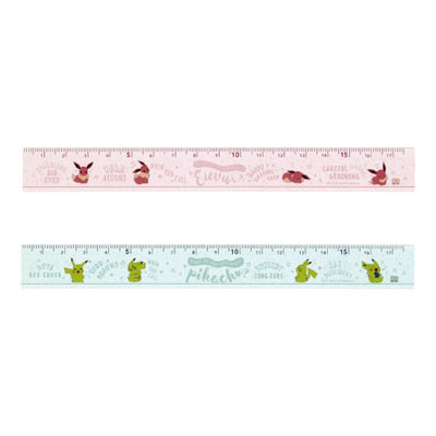 Sun-Star S40064 Pok?‡mon Pikachu Eevee Acrylic Pink Green 17cm Ruler - CHL-STORE 