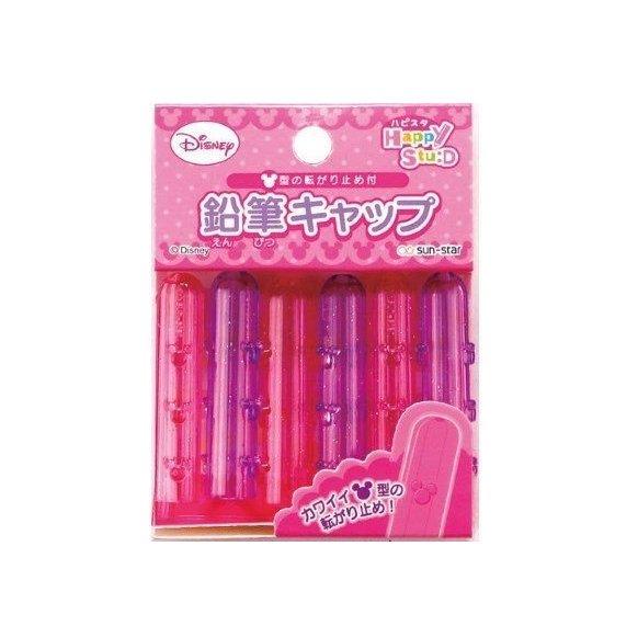 Sun-star S5032946 Disney Transparent Pink Pencil Cover Wooden Pencil Pen cap 6 pcs - CHL-STORE 