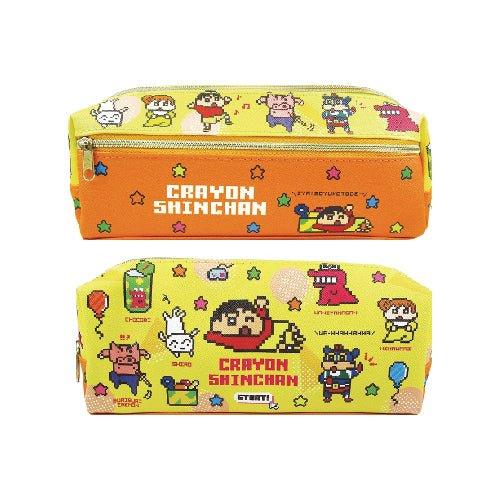 T'S FACTORY KS-552381 Crayon Shinchan Pattern 2+1 Soft Leather Double Layer Good Storage Dot Matrix Retro Pencil Case - CHL-STORE 