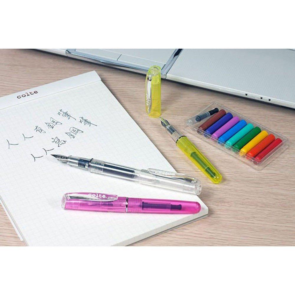 Tianma COLTE MLT-MPF European Standard Short Pen + Cartridge Ink 10 Colors F-tip Pen Ink Absorber Set - CHL-STORE 
