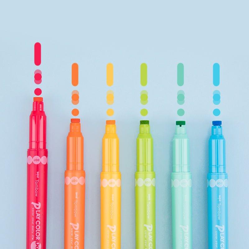 Tombow GCF-011 Playcolor K double-headed color pen 12 color group water pen 0.3mm 0.8mm - CHL-STORE 