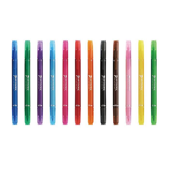 Tombow GCF-011 Playcolor K double-headed color pen 12 color group water pen 0.3mm 0.8mm - CHL-STORE 