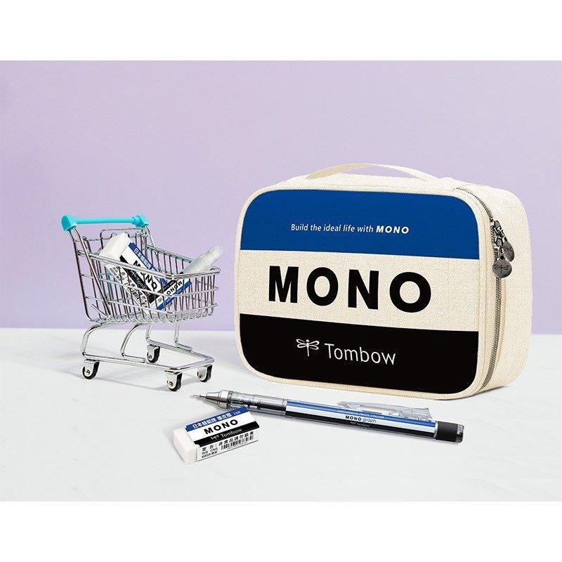 Tombow mono Classic All Black Plain Canvas Magnetic Tote Bag Outgoing Bag Double Zipper Storage Bag Pencil Bag Pencil Case Cosmetic Bag - CHL-STORE 