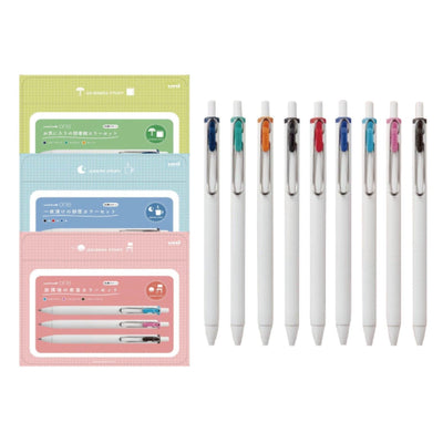 UNI-ball one STA-UMNS383 0.38MM limited packaging, with storage bag, white rod, gel pen, 3-pack, set, pastel color - CHL-STORE 