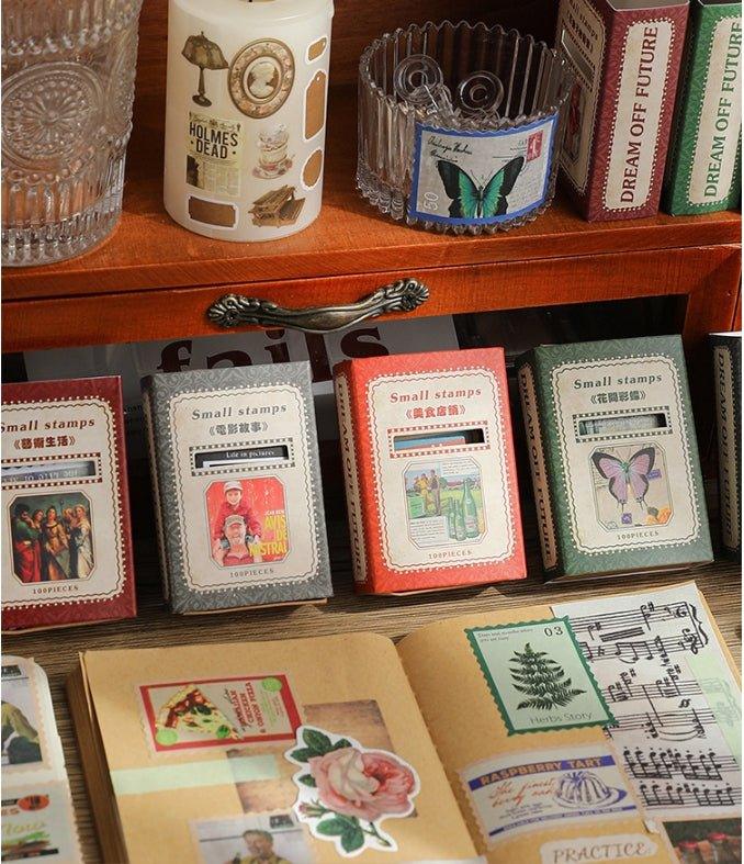 Vintage Stamp Border Design Stickers - Elegant Crafts & Projects