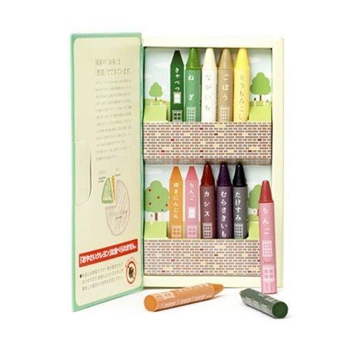 Welfare product Mizuiro Vegetable Crayons 10-Color Set STANDARD Non-toxic Natural Safety Crayons Outer box pressure damage Goods in good condition - CHL-STORE 