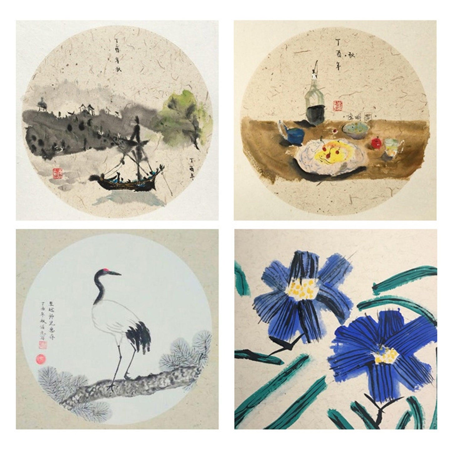 Xuan paper round calligraphy and painting paper Yunlong paper Chinese painting calligraphy Chinese style practice art student school painting 10 sheets NP-050026 - CHL-STORE 