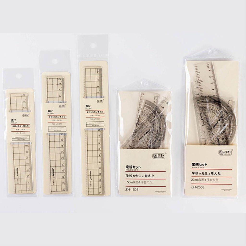 Zhiheng Simple and unprinted straight ruler Transparent ruler 15CM ruler 18CM ruler 20CM ruler 20CM set - CHL-STORE 